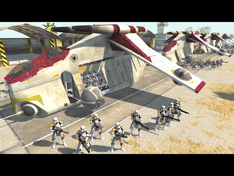 Can Clone Airborne take the AIRFIELD Island?! - Men of War: Star Wars Mod Battle Simulator