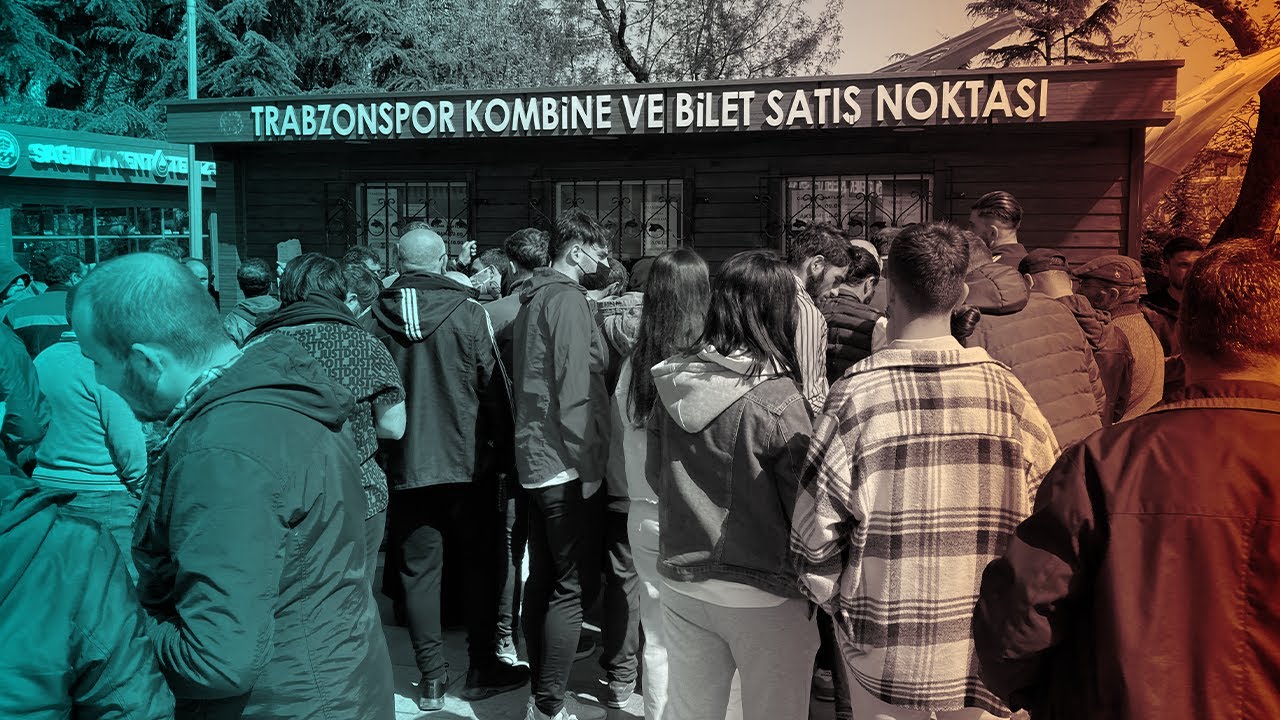 Trabzonspor taraftarları Antalyaspor maçı biletleri için gişede uzun kuyruklar oluşturdu