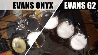 Video thumbnail for Evans ONYX vs G2 coated tom drumheads + UV EMAD Aquarian Rings Shure Beta 52A SM57 AKG 214 Audix F10 by SIC MIC