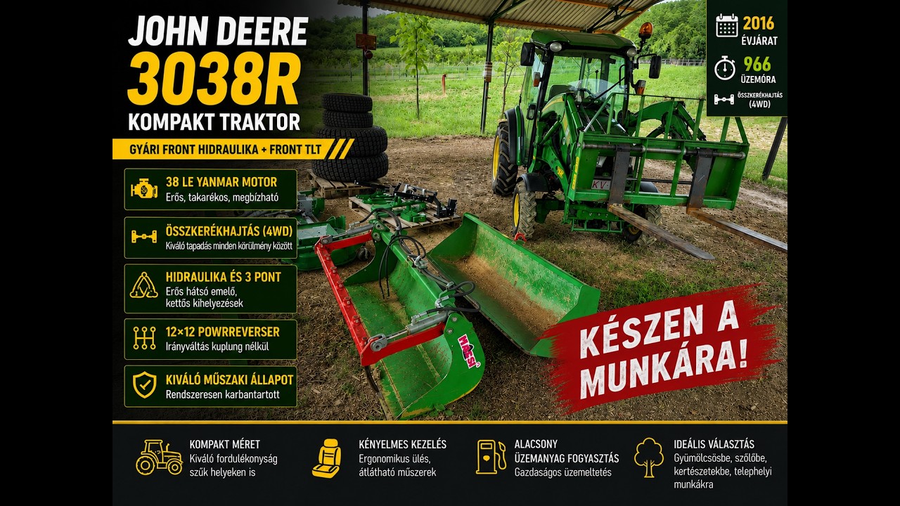 John Deere 3038R prémium kompakt traktor! Adásvételivel eladó