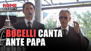 (SOLO VIDEO): Andrea Bocelli y su hijo cantan ante el papa León XIV