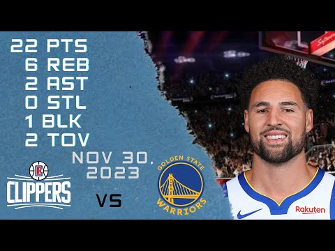 Klay Thompson player Highlights WARRIORS vs CLIPPERS NBA Regular season game 30-11-2023