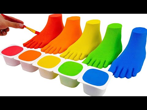Satisfying Kinetic Sand Video l How To Make Rainbow Foot Nail Polish Cutting ASMR | Making By Sunny