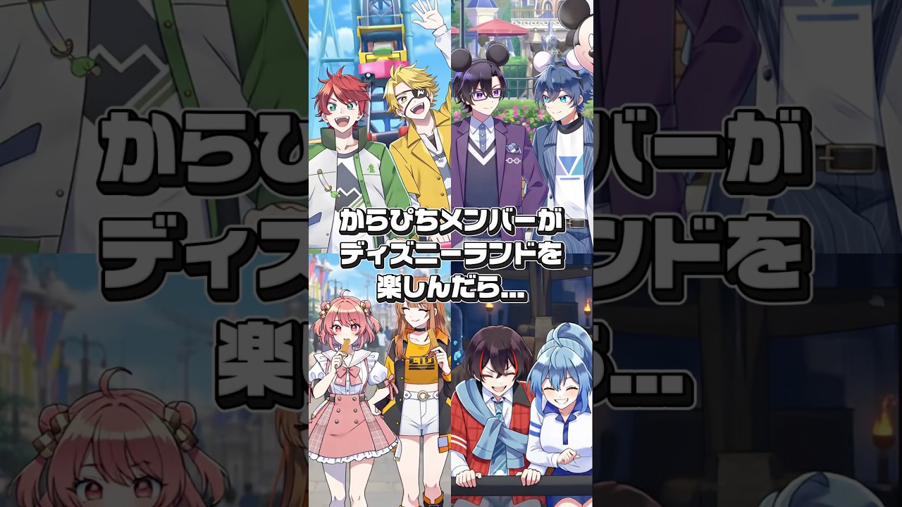 からぴちメンバーがもしディズニーランドを楽しんだら...  #からぴち #カラフルピーチ  #AIイラスト #マイクラ