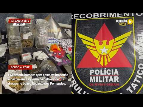 Vídeo: PM prende homem com ecstasy, maconha e haxixe em esquema de delivery de drogas no bairro Recanto dos Fernandes.