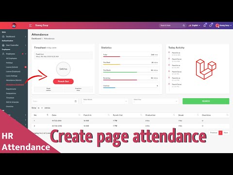 Create Page attendance employee HR Laravel 8.X | System Management