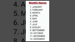 Months names in english|| write names of months in a year in english