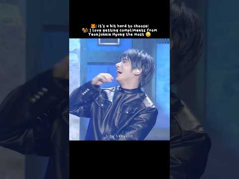 Taehyun: I love getting compliments from Yeonjunie Hyung the most 😆 #taejun #taehyun #yeonjun #txt