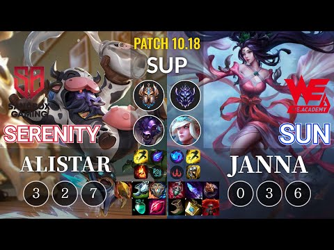 SB Serenity Alistar vs WEA Sun Janna Sup - KR Patch 10.18
