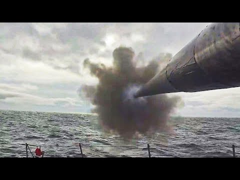 62 Caliber Naval Artillery Gun Live Fire . Point of View (POV) Footage