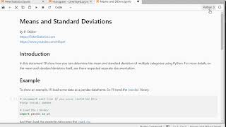 Python - Means and Standard Deviations