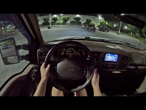 1999 Ford F-350 Super Duty 7.3 Powerstroke - POV Night Drive (Binaural Audio)