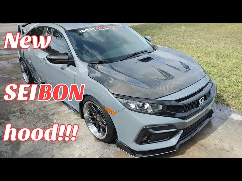 Seibon Carbon fiber hood install on my 10th gen civic sport hatchback FK7