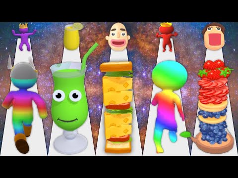 Satisfying Mobile Games / Playing 999 Youtube Short Games - Giant Rush, Juice Run, Sandwich Runner..