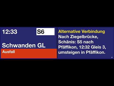 SBB TTS Ausfallmeldung zur S6 nach Schwanden GL