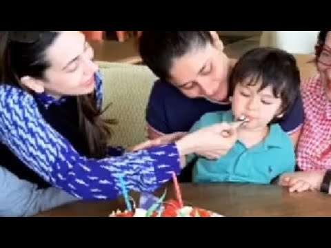 Taimur Ali Khan Enjoying Cake At Aunt Karishma Kapoor Birthday With Kareena Kapoor