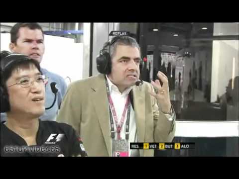 Rowan Atkinson (Mr.Bean) watching the F1 and...