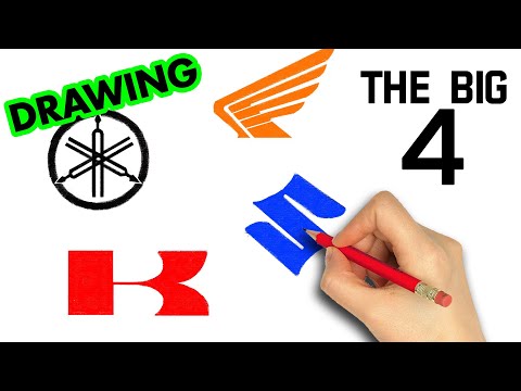 how to draw Honda Yamaha Suzuki Kawasaki Motorcycle Logos | Art Therapy
