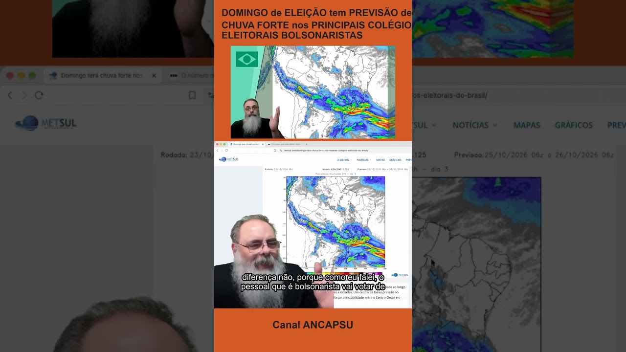 DOMINGO de ELEIÇÃO tem PREVISÃO de CHUVA FORTE nos PRINCIPAIS COLÉGIOS ELEITORAI
