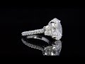 3 Stone Halfmoon Hidden Halo Micro Pave Diamond Engagement Ring