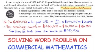 Word Problem in Simple Interest, Profit and Loss - 2019 GCE WAEC PC2 Past Question #10