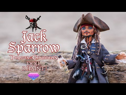 Custom Captain Jack Sparrow Doll Repaint - Pirates of the Caribbean - OOAK