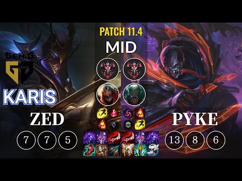 GEN Karis Zed vs Pyke Mid - KR Patch 11.4