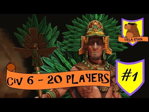 Civ 6 Aztec 20 PLAYERS #1 - One Crowded Map!