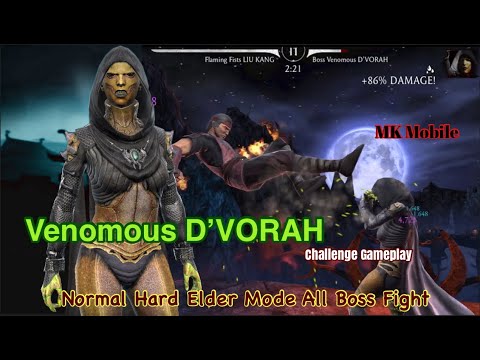 MK Mobile Venomous D’VORAH Challenge Gameplay Normal Hard Elder Mode All Boss Fight