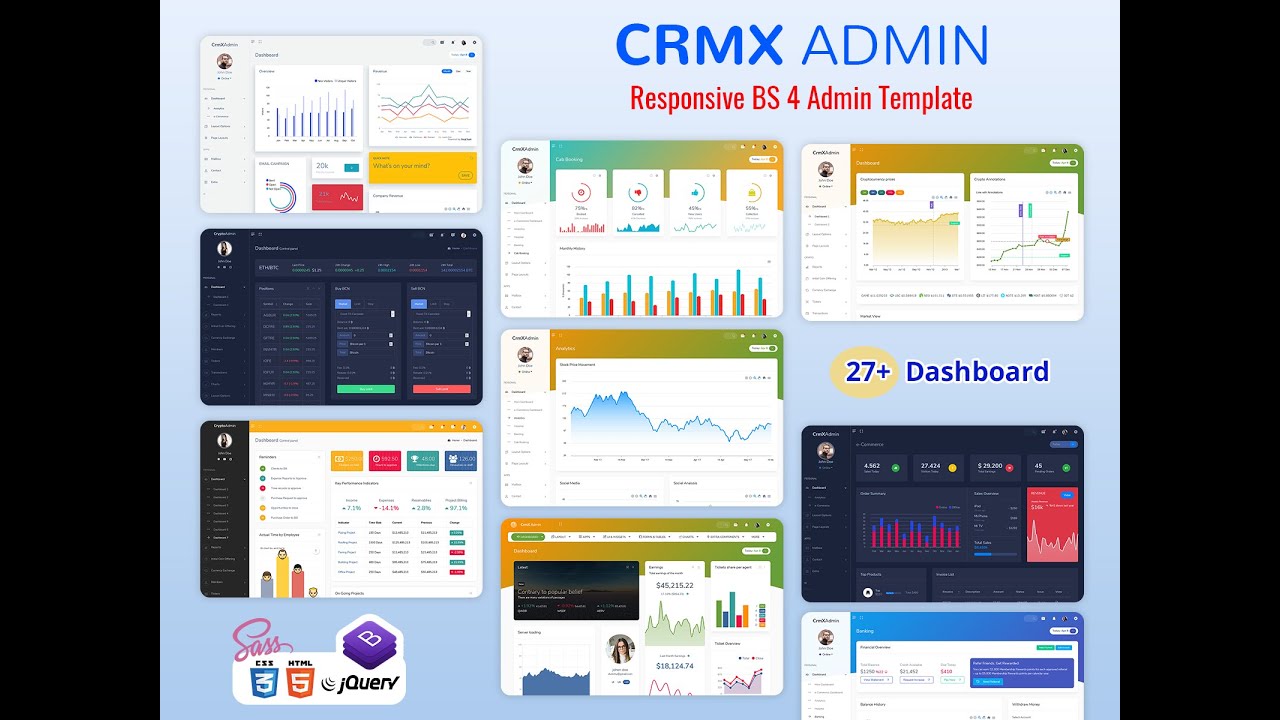 Bootstrap 5 Admin Template fully Responsive With Sass – CrmX