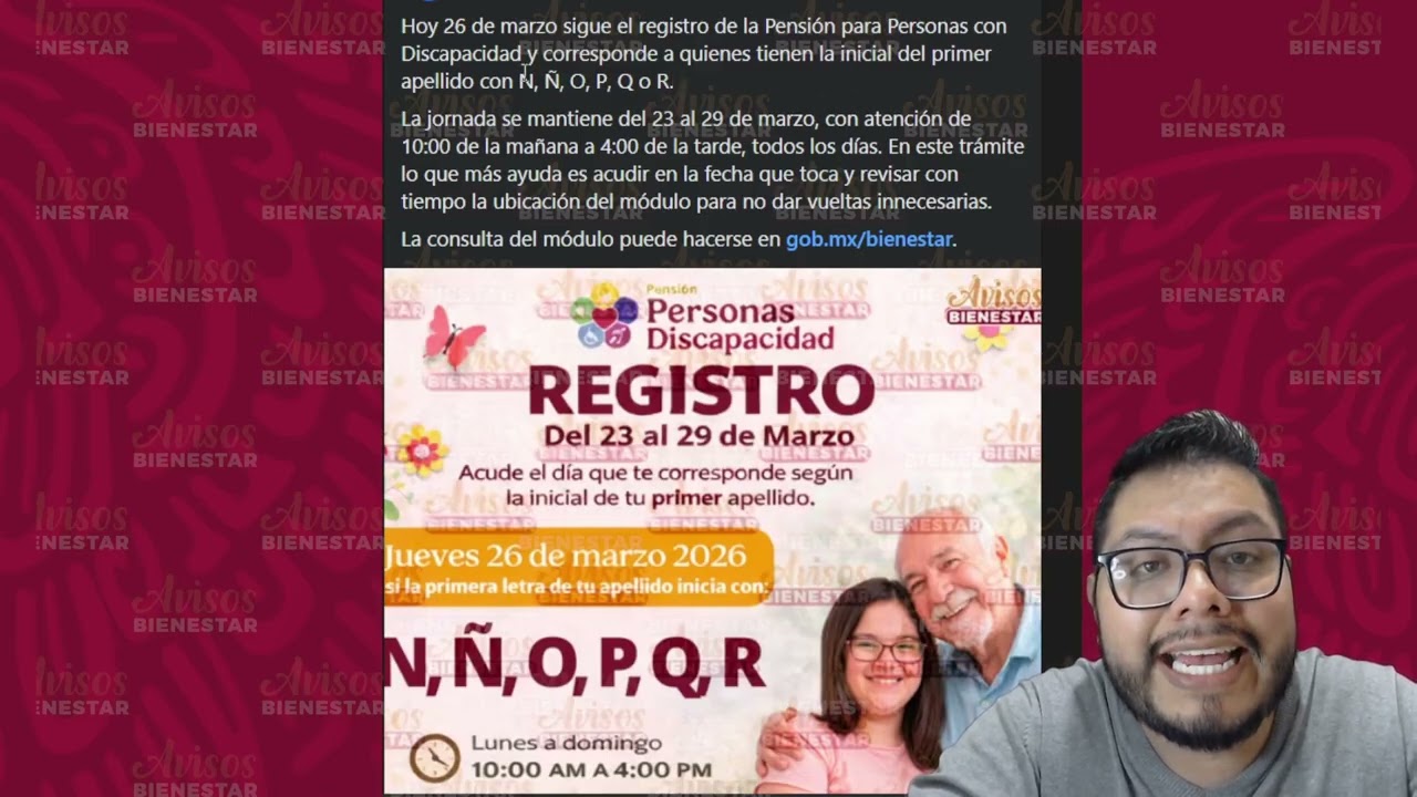 ¡ENTERATE! Hoy 26 de marzo inicio el registro a la pensión de discapacidad CONFIRMADO