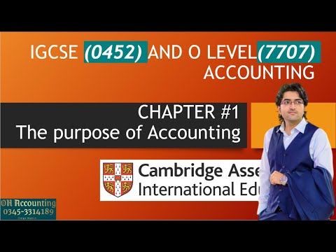 Chapter #1 the purpose of Accounting, 0452 IGCSE and 7707 O LEVEL ACCOUNTING