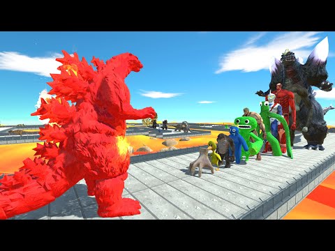 Godzilla Burning Red vs Jumbo Josh LAVA DEATH RUN - Animal Revolt Battle Simulator