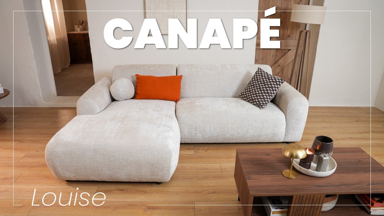 Thumbnail video of the produit Louise - Canapé d'angle droit 4 places en velours texturé