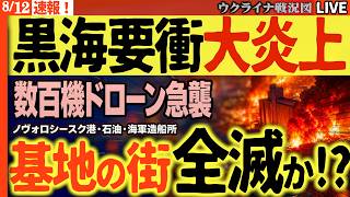 🔥大炎上速報🔥ノヴォロシースクをウクライナの数百機のドローンとミサイルが急襲！海軍基地が役立たず火の海で包囲！タンカー撃沈【ウクライナ戦況Live】20:30～