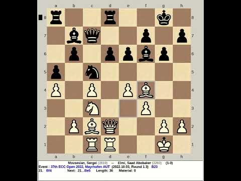Movsesian, Sergei vs Elmi, Saad Abobaker | 37th ECC Chess Open 2022, Mayrhofen Austria