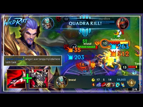 QUADRA KILL!! FULL POWER TRYNDAMERE ITEMS ARE VERY CRAZY - BARON LANE WILD RIFT