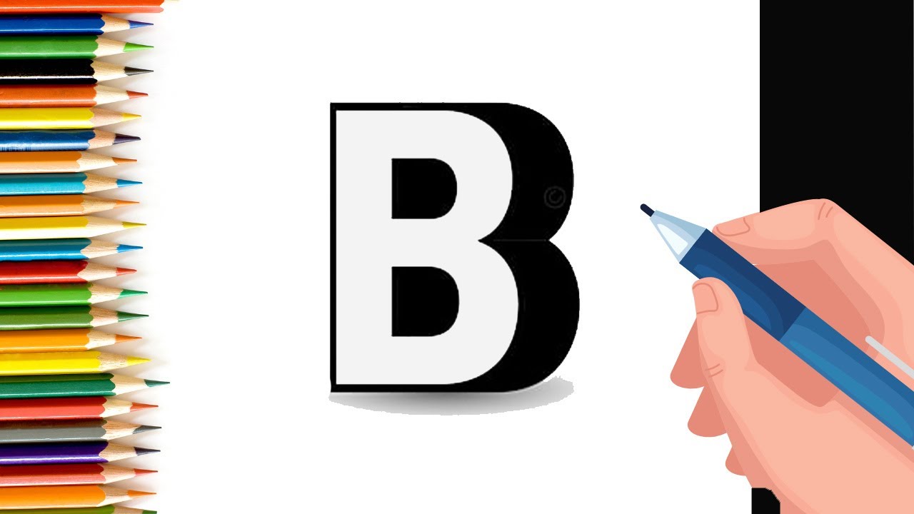How to draw 3d letter B for Kids