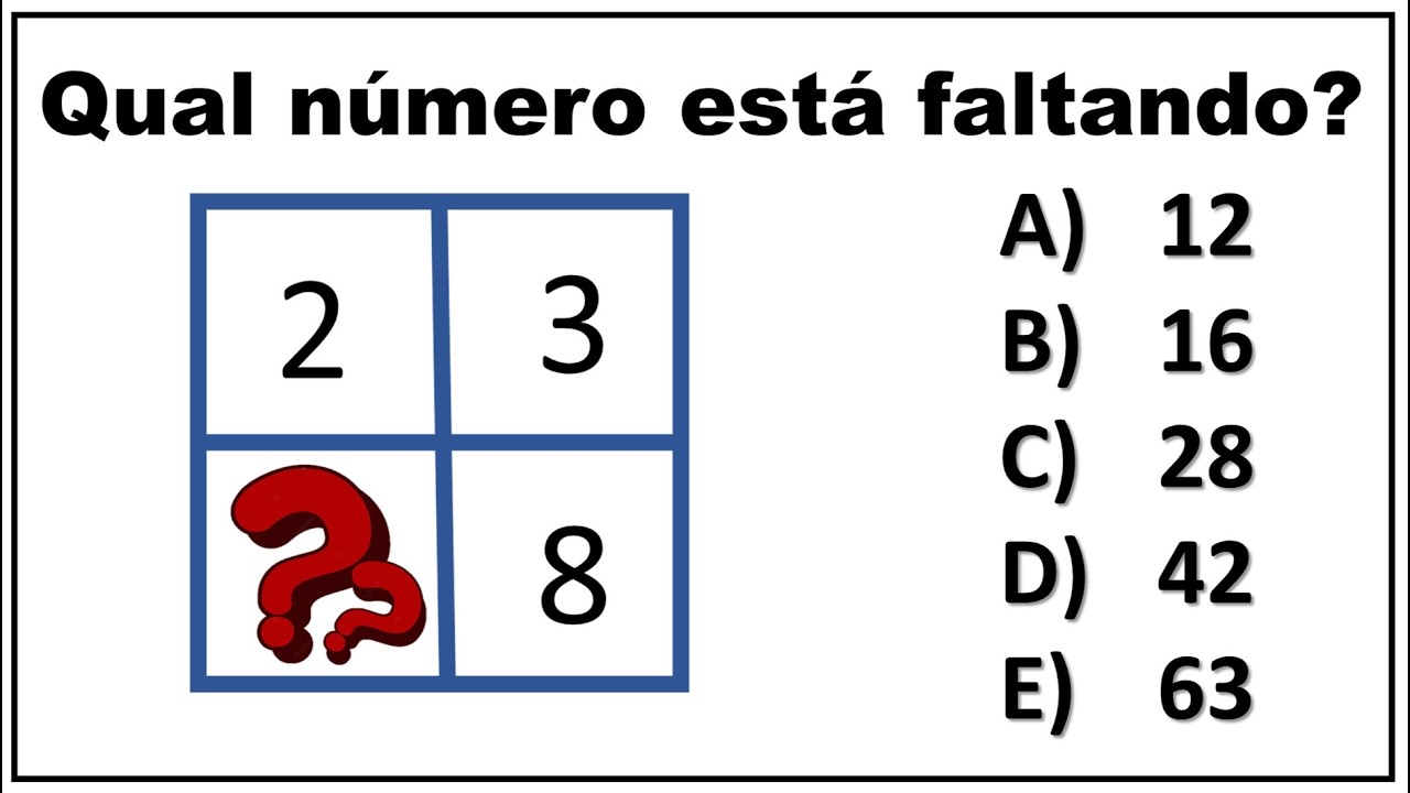 MATEMÁTICA BÁSICA. QUESTÃO DE RACIOCÍNIO LÓGICO - SEQUÊNCIA NUMÉRICA - CONCURSO PÚBLICO