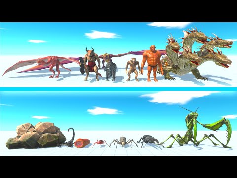 FANTASY Team vs GIANT INVERTEBRATES Team - Animal Revolt Battle Simulator ARBS