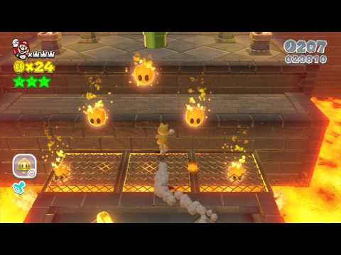 Super Mario 3D World ~ World 4-Castle (Green Star & Stamp Guide)
