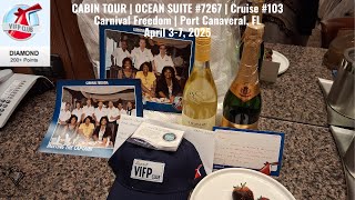 Carnival Freedom | Ocean Suite #7267 Cabin Tour | Cruise #103, Port Canaveral, FL | April 3-7, 2025