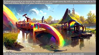 River playground in the style of Tim White and Andreas Rocha