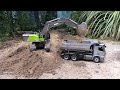 Rc Excavator Huina 1593 With Rc Mercedes Benz Arocs Dump Truck