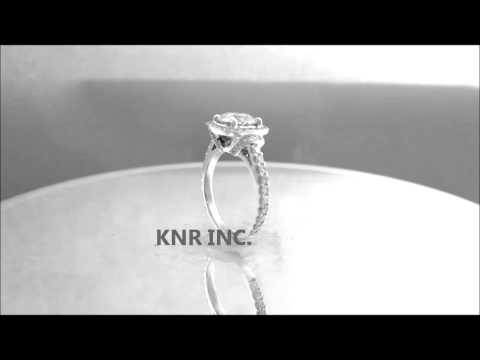 14K WHITE GOLD ROUND CUT DIAMOND ENGAGEMENT RING ART DECO STYLE HALO 2.20CTW - KNR INC - 393