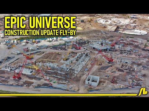 Epic Universe Construction Update, August 2022 / Fly-Over: Universal's New Theme Park