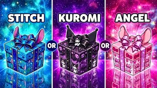 CHOOSE YOUR GIFT 🎁😱 | Stitch 💙 Kuromi 🖤 or Angel 🎀 (2 GOOD, 1 BAD!)