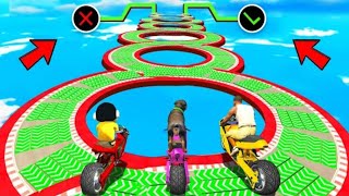 FRANKLIN TRIED UPWARD STAIR JUMP PARKOUR MEGA RAMP CHALLENGE BY CARS BIKES GTA 5 | SHINCHAN and CHOP