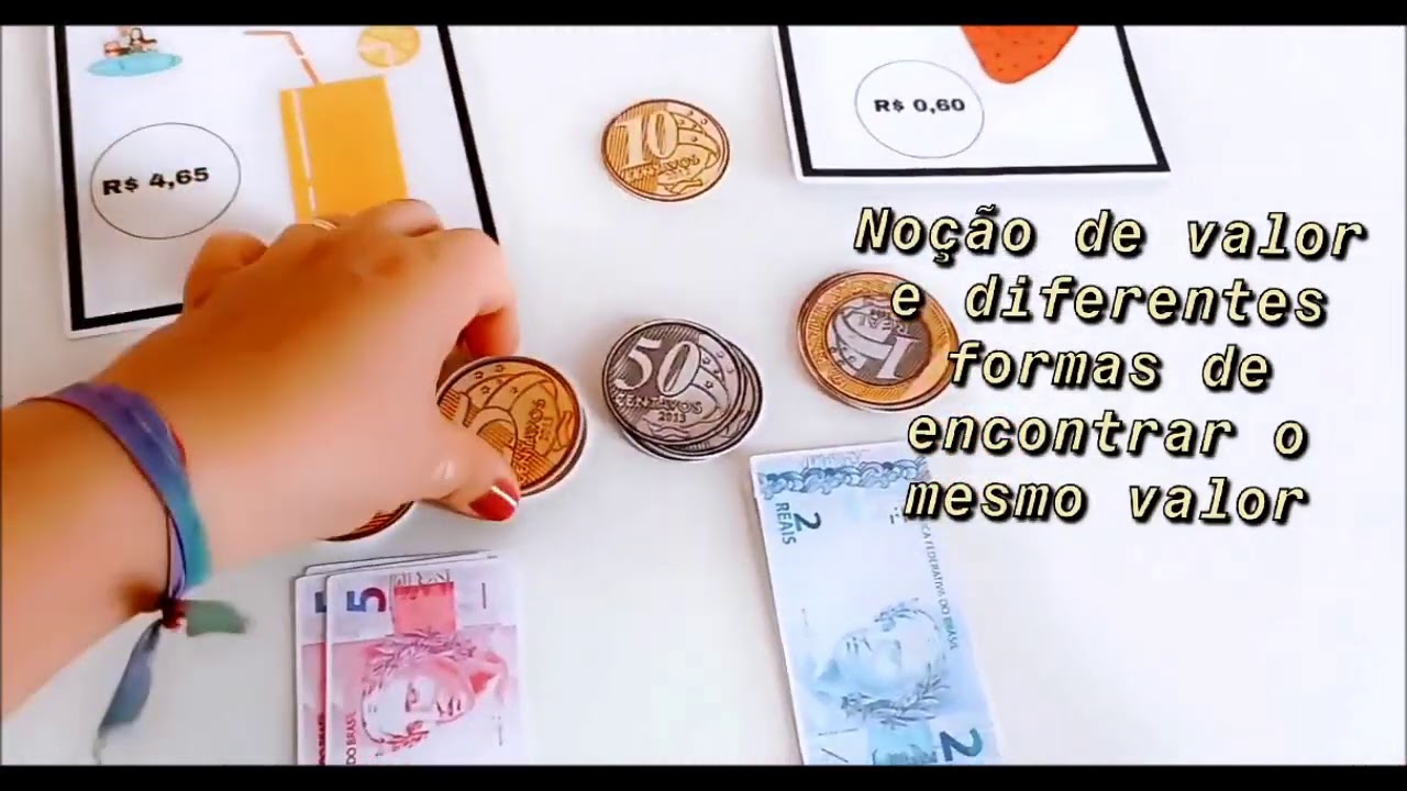 Educação Financeira para crianças nas Escolas - Jogo - Valor de moedas e cédulas menores