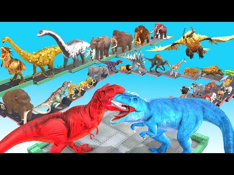 EPIC GIGA T-REX DEATHRUN The Toughest of All Animals Dinosaurs Fight Animal Revolt Battle Simulator